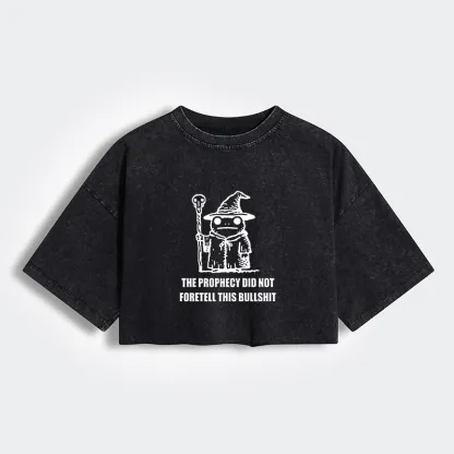 Tokyo-Tiger Funny Meme Wizard Frog Weird Prophecy Women's Washed Crop T-Shirt