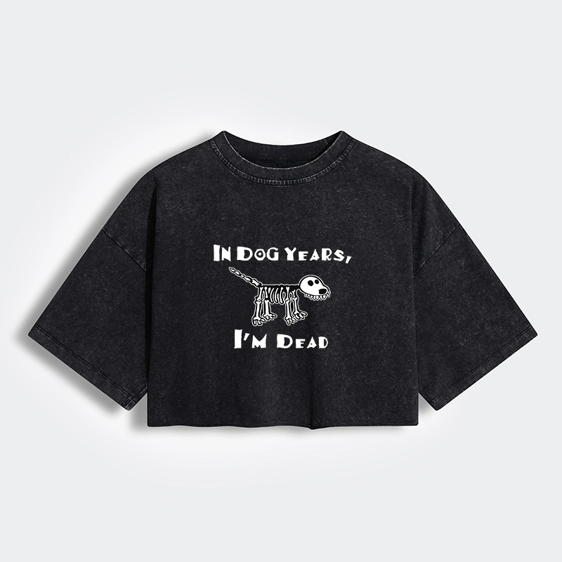 Tokyo-Tiger Funny Meme Old Dog Dead In Dog Years Vibe Women's Washed Crop T-Shirt