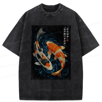 Tokyo-Tiger Eternal Currents: The Life Of A Fish Washed T-Shirt
