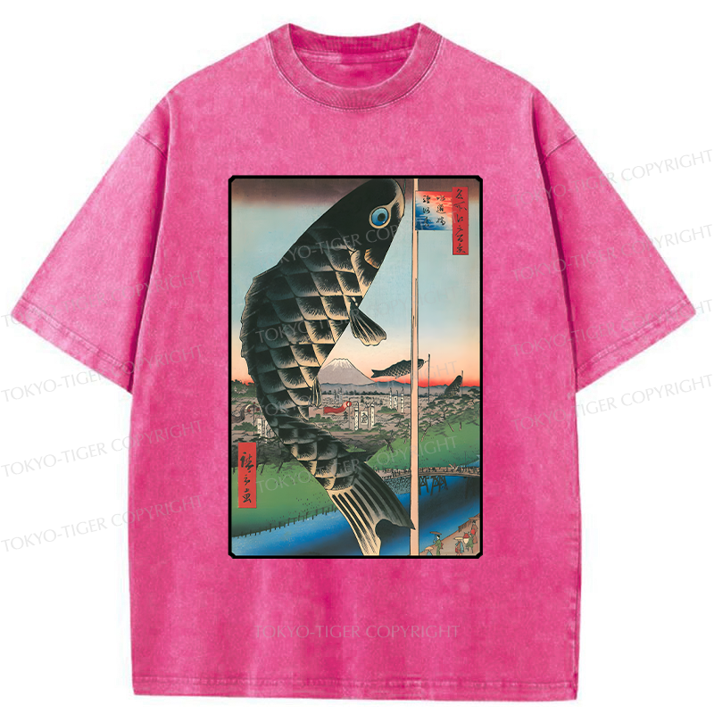 Tokyo-Tiger Japanese Carp Streamer Washed T-Shirt