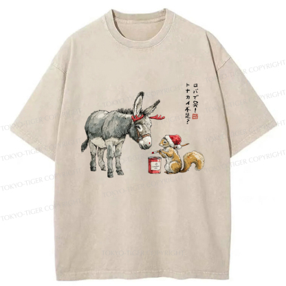 Tokyo-Tiger Not Enough Christmas Reindeer Donkey To The Rescue Washed T-Shirt