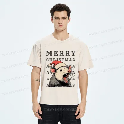 Tokyo-Tiger Opossum Merry Scream-mas Washed T-Shirt