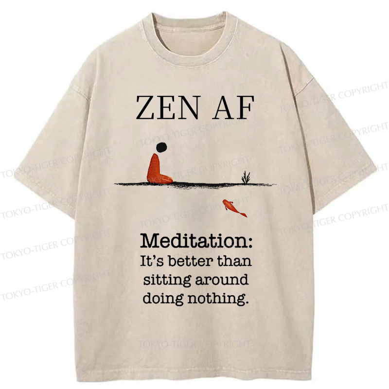 Tokyo-Tiger Zen Vibes Only: The Power of Meditation Washed T-Shirt