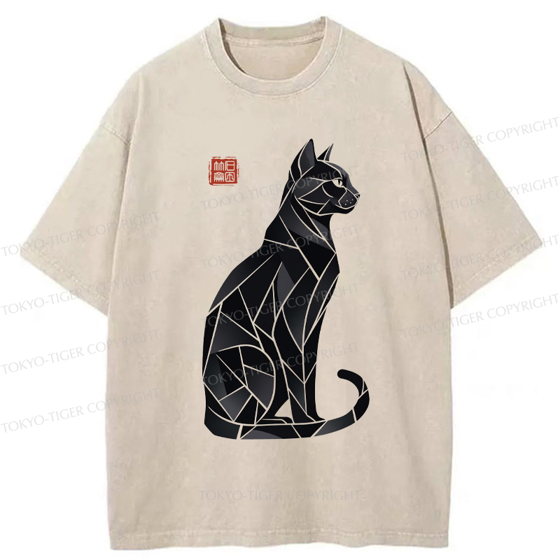 Tokyo-Tiger Mystic Cat: A Modern Design Washed T-Shirt