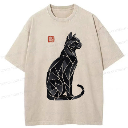 Tokyo-Tiger Mystic Cat: A Modern Design Washed T-Shirt