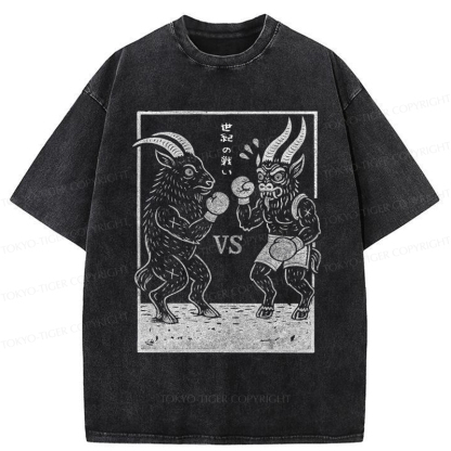 Tokyo-Tiger The Fight of the Century: Black Phillip vs Krampus Washed T-Shirt