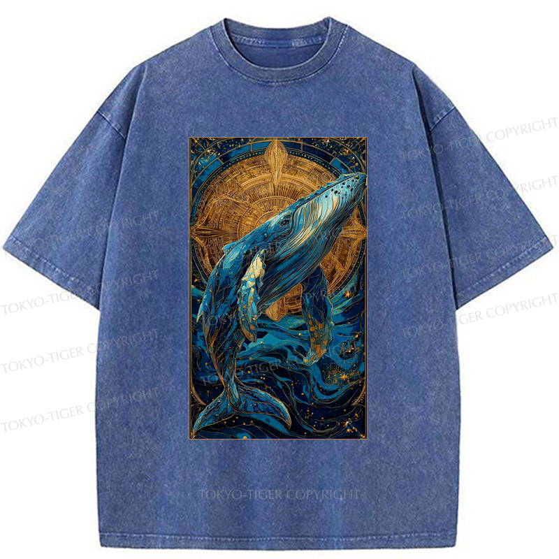 Tokyo-Tiger The Celestial Whale: Guardian Of The Stars Washed T-Shirt