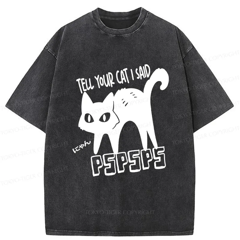 Tokyo-Tiger Attract Cats Washed T-Shirt