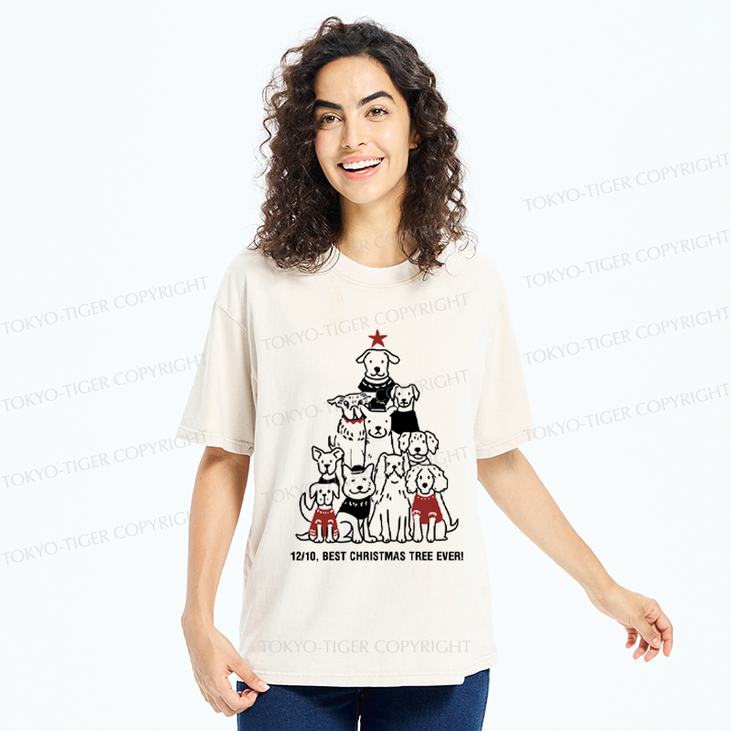 Tokyo-Tiger 12/10，Best Pupmas Tree Ever Washed T-Shirt