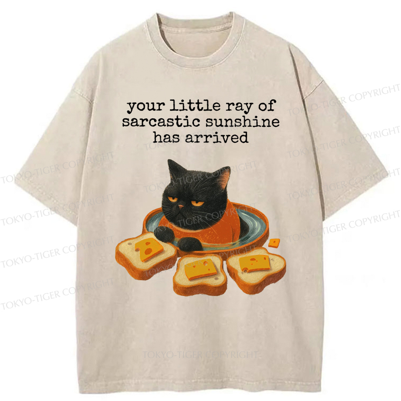 Tokyo-Tiger Funny Cat：Your little Ray Of Sarcastic Sunshine Has Arrived Washed T-Shirt