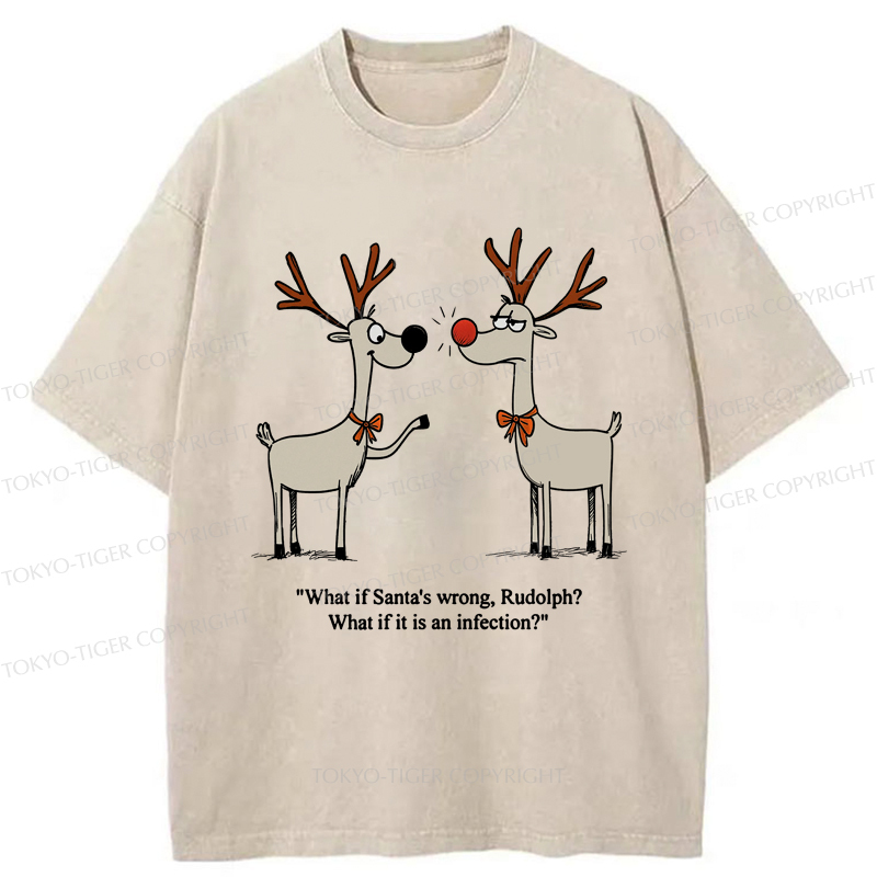 Tokyo-Tiger A Reindeer's Doubt: Rudolph's Red Nose Washed T-Shirt