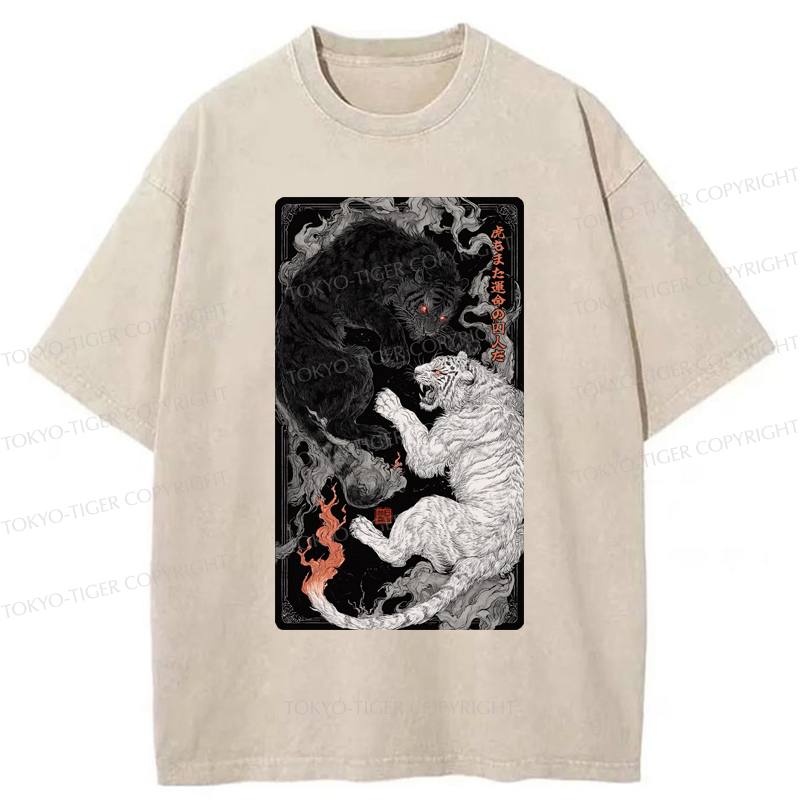 Tokyo-Tiger Tigers Locked In An Epic Battle Washed T-Shirt