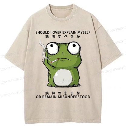 Tokyo-Tiger The Smoking Frog Of Philosophy Washed T-Shirt