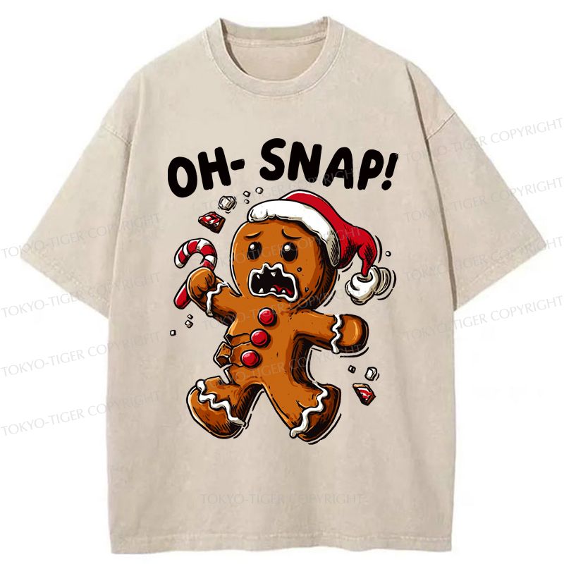Tokyo-Tiger Oh Snap The Gingerbread Man's Christmas Chaos Washed T-Shirt