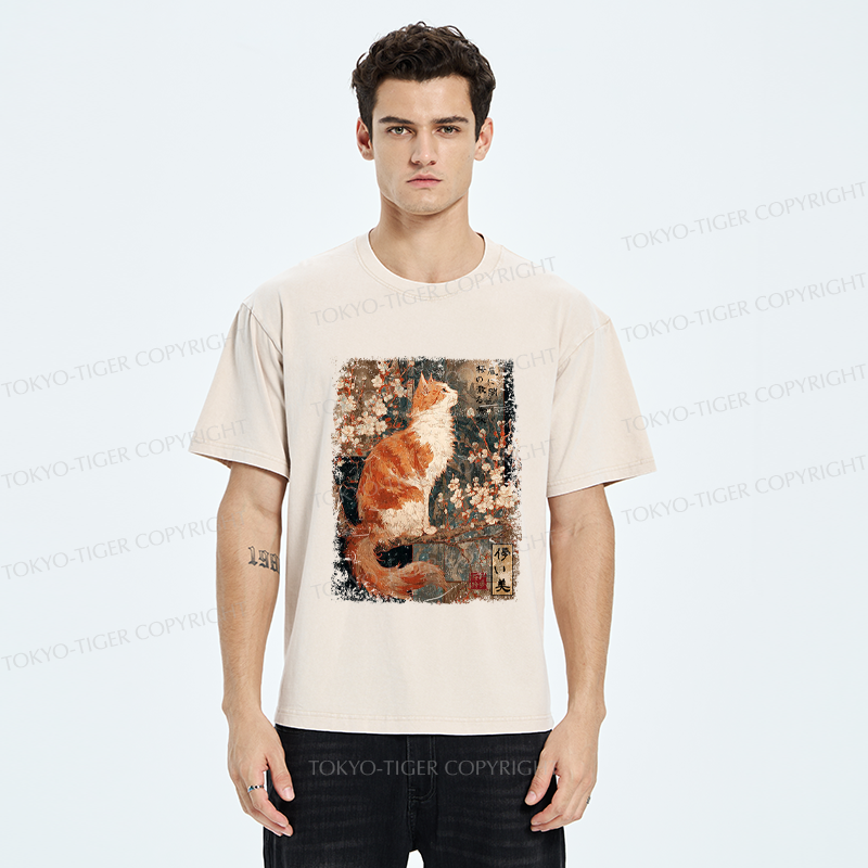 Tokyo-Tiger Ask The Wind, The Meaning Of Falling Blossoms Washed T-Shirt