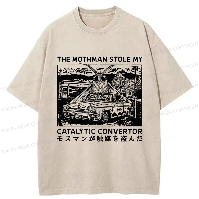 Tokyo-Tiger The Night Mothman Stole My Converter Washed T-Shirt