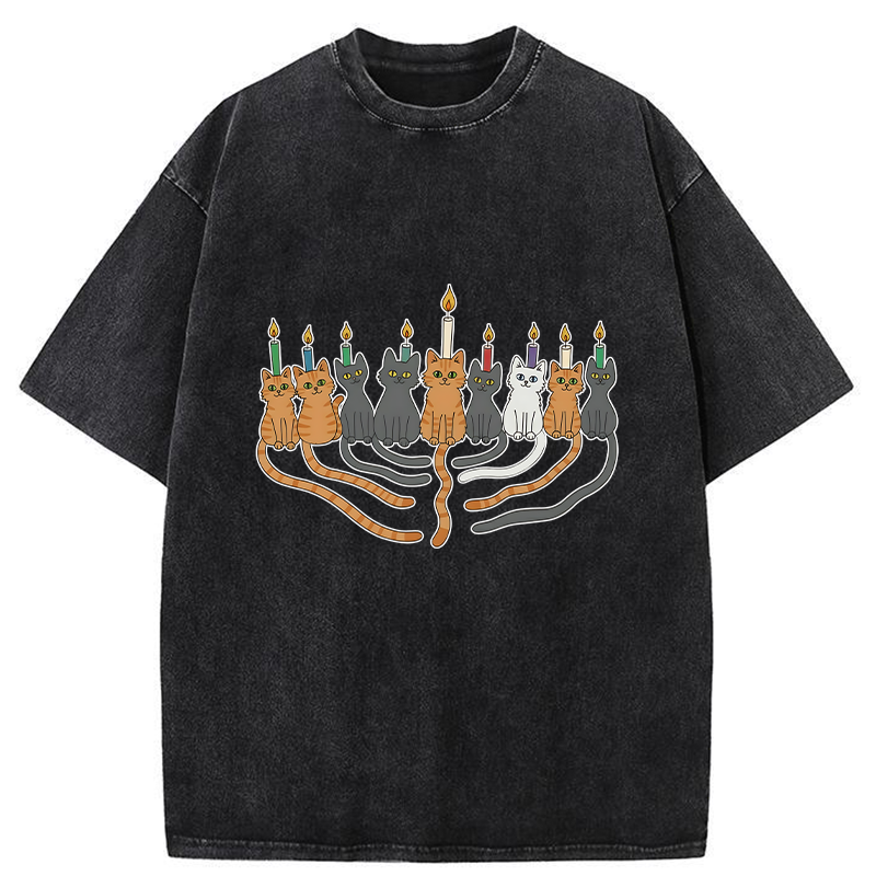 Tokyo-Tiger Hanukkah Cat Washed T-Shirt