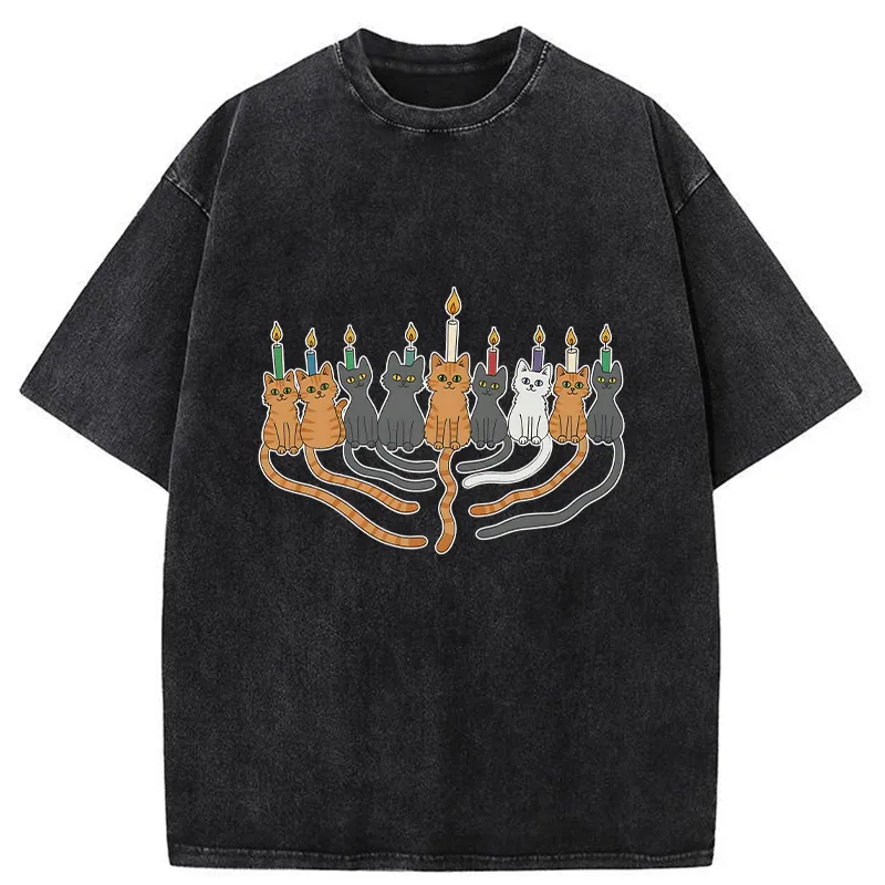 Tokyo-Tiger Hanukkah Cat Washed T-Shirt