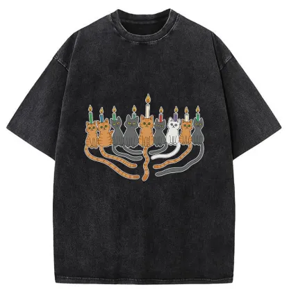 Tokyo-Tiger Hanukkah Cat Washed T-Shirt