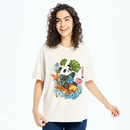 Tokyo-Tiger Lotus Bliss Panda Washed T-Shirt