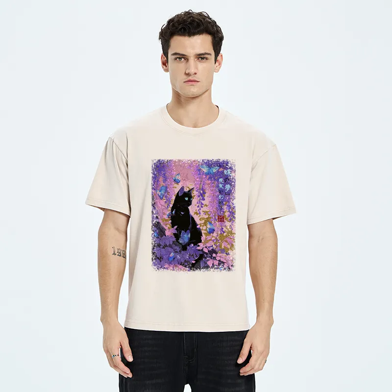 Tokyo-Tiger Dreamy Wisteria and Paws Washed T-Shirt
