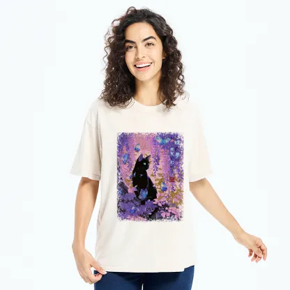 Tokyo-Tiger Dreamy Wisteria and Paws Washed T-Shirt