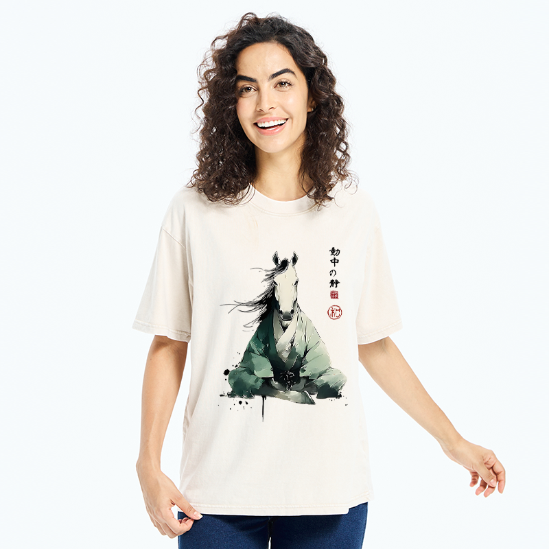 Tokyo-Tiger Zen Stallion Stillness In Motion Washed T-Shirt