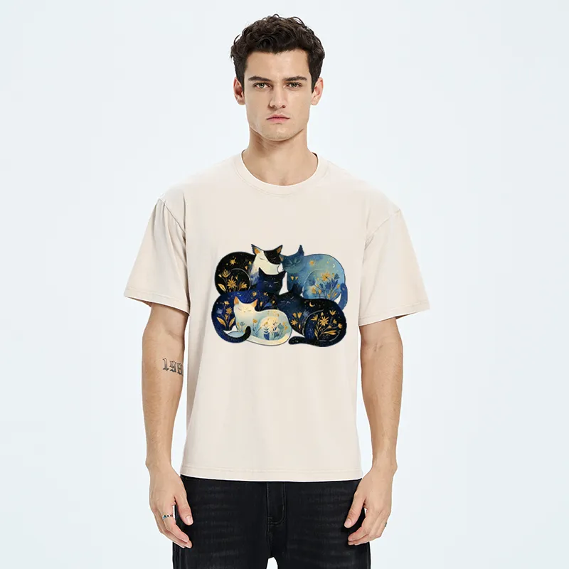 Tokyo-Tiger Recharging Cats Washed T-Shirt