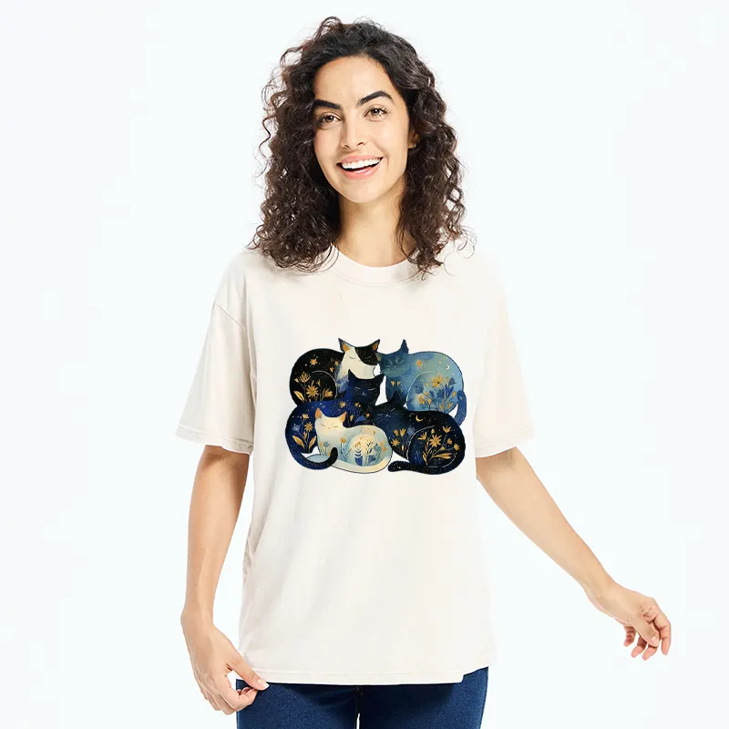 Tokyo-Tiger Recharging Cats Washed T-Shirt