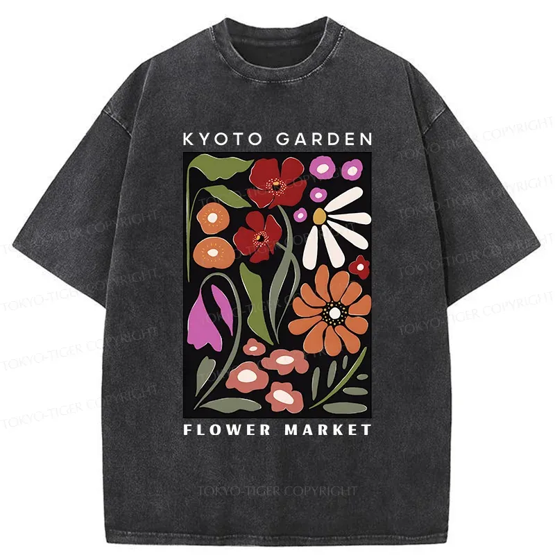 Tokyo-Tiger Vintage Flower Market Washed T-Shirt