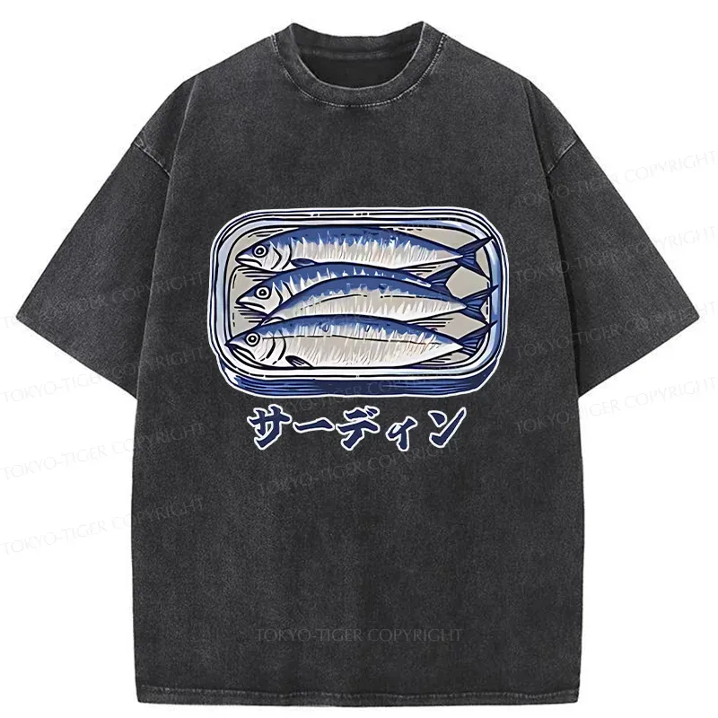 Tokyo-Tiger Sardines Can Vintage Washed T-Shirt
