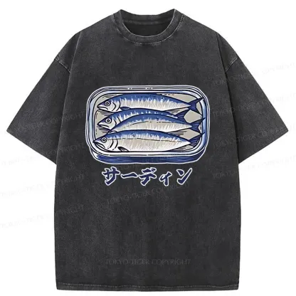 Tokyo-Tiger Sardines Can Vintage Washed T-Shirt
