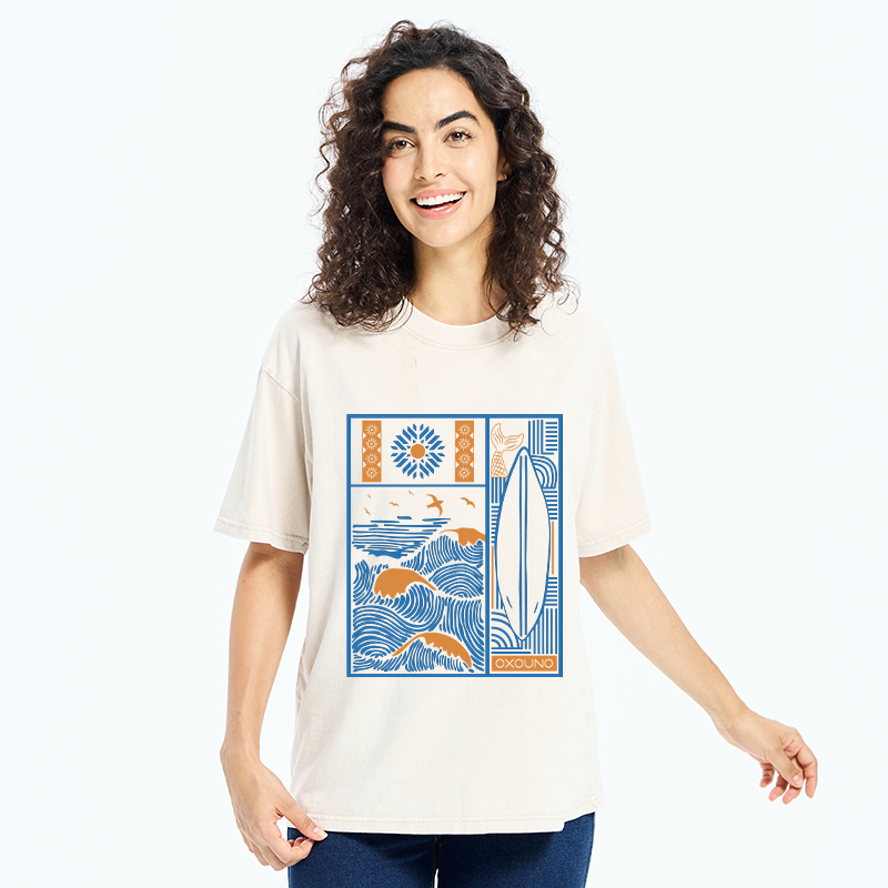 Tokyo-Tiger Minimalist Art Washed T-Shirt