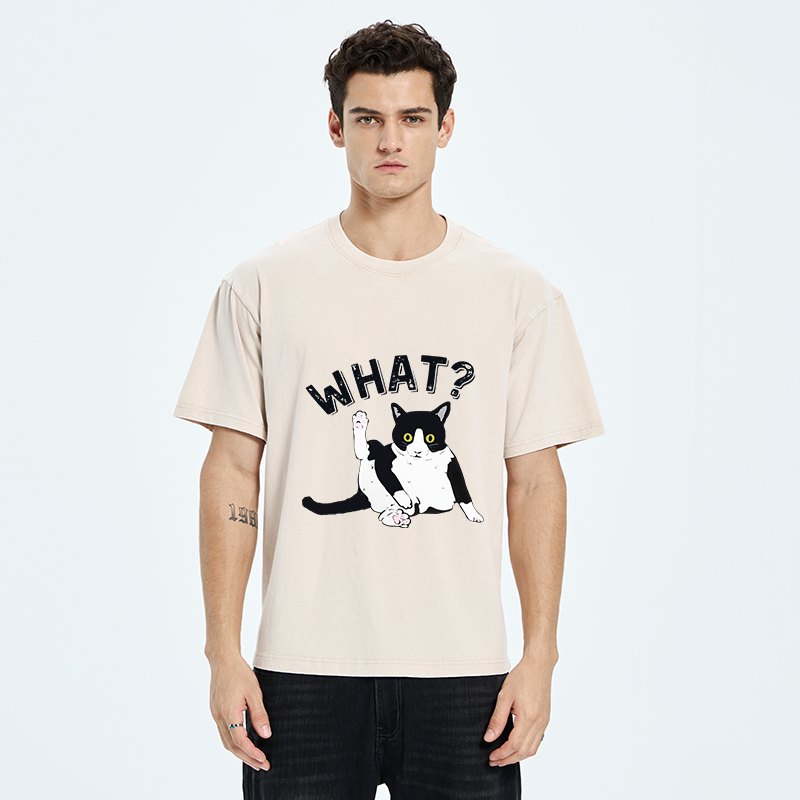 Tokyo-Tiger Cat's Question Washed T-Shirt