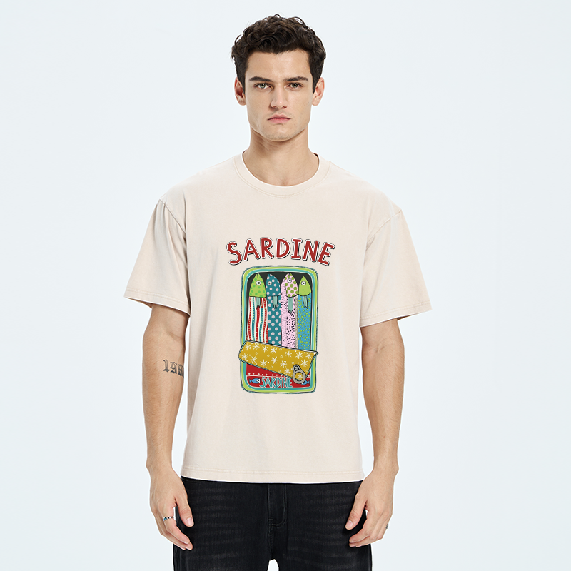 Tokyo-Tiger Colorful Sardines Washed T-Shirt