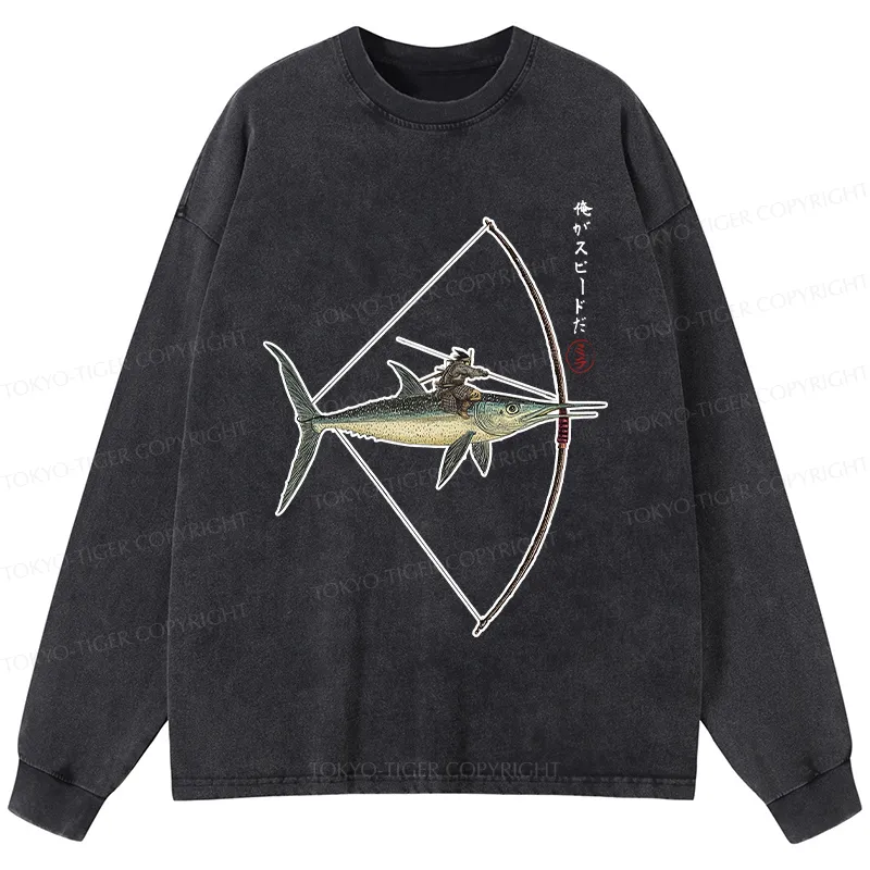 Tokyo-Tiger I Am Speed Washed Long Sleeve T-Shirt