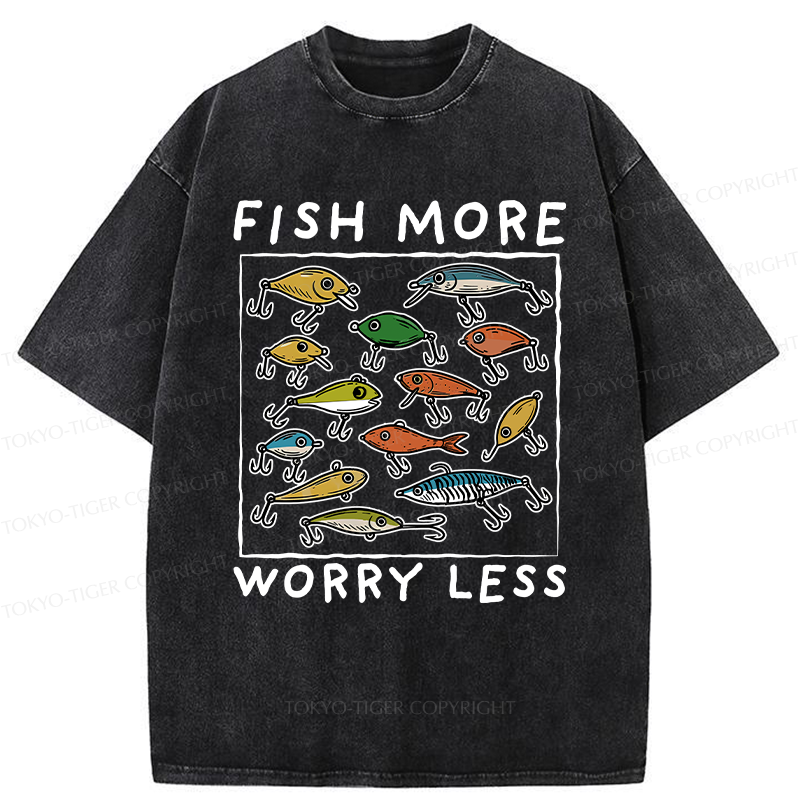 Tokyo-Tiger Funny Fish Hook Washed T-Shirt