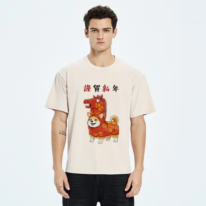 Tokyo-Tiger New Year Corgi Washed T-Shirt