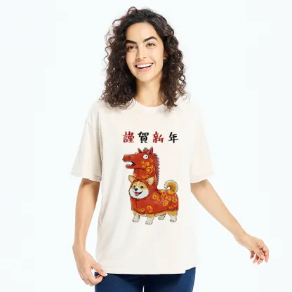 Tokyo-Tiger New Year Corgi Washed T-Shirt