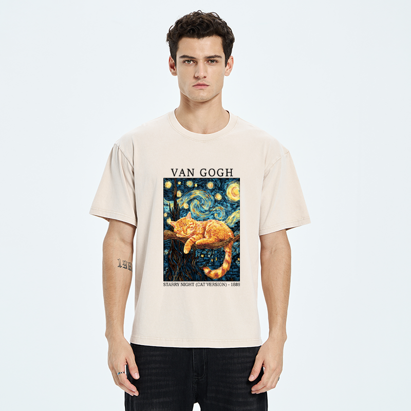 Tokyo-Tiger Starry Cat Dreams Washed T-Shirt