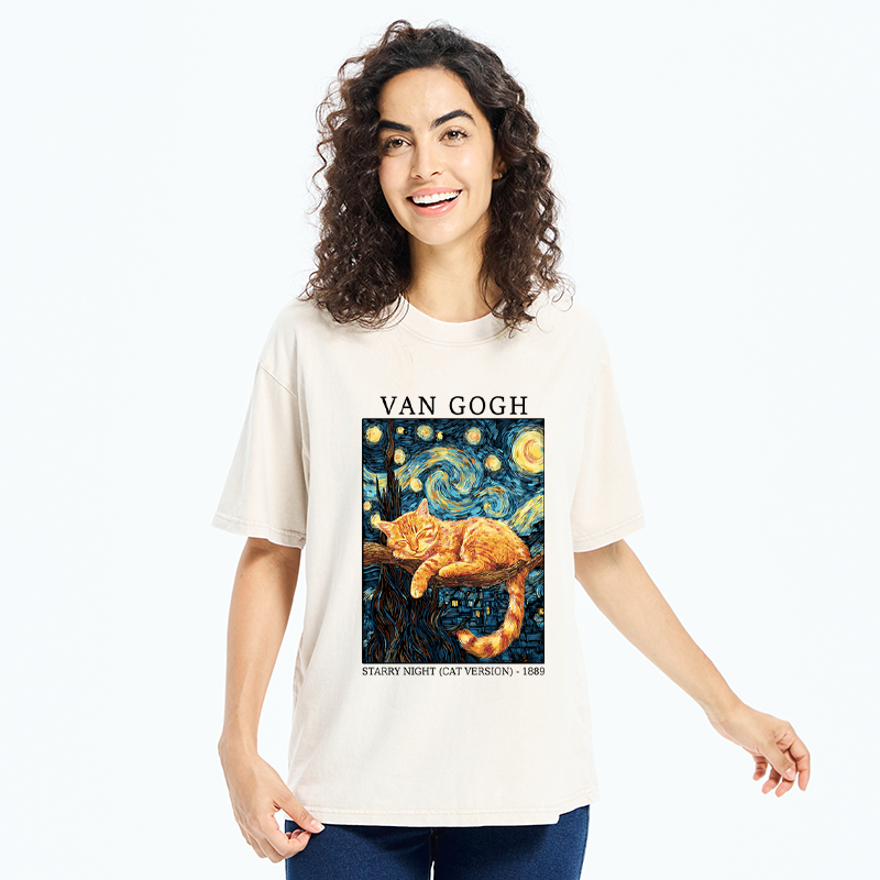 Tokyo-Tiger Starry Cat Dreams Washed T-Shirt