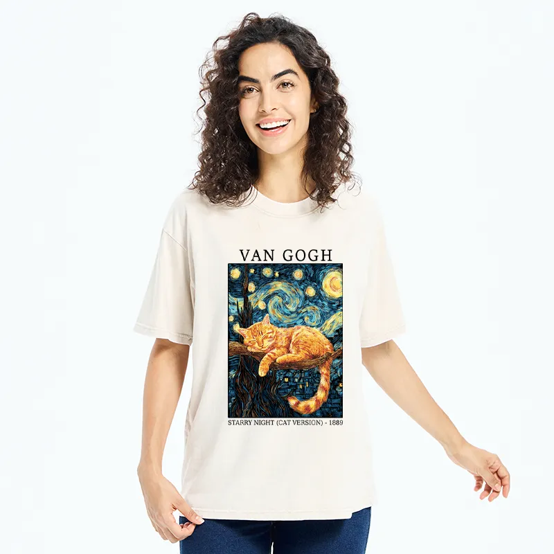 Tokyo-Tiger Starry Cat Dreams Washed T-Shirt