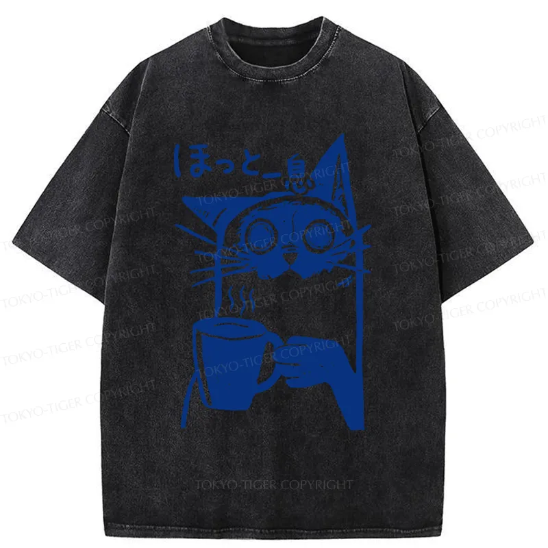 Tokyo-Tiger Resting Cat Washed T-Shirt