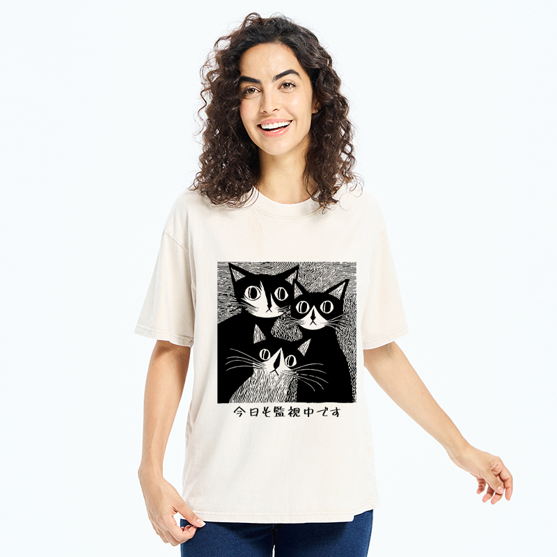 Tokyo-Tiger Feline Surveillance Squad Washed T-Shirt