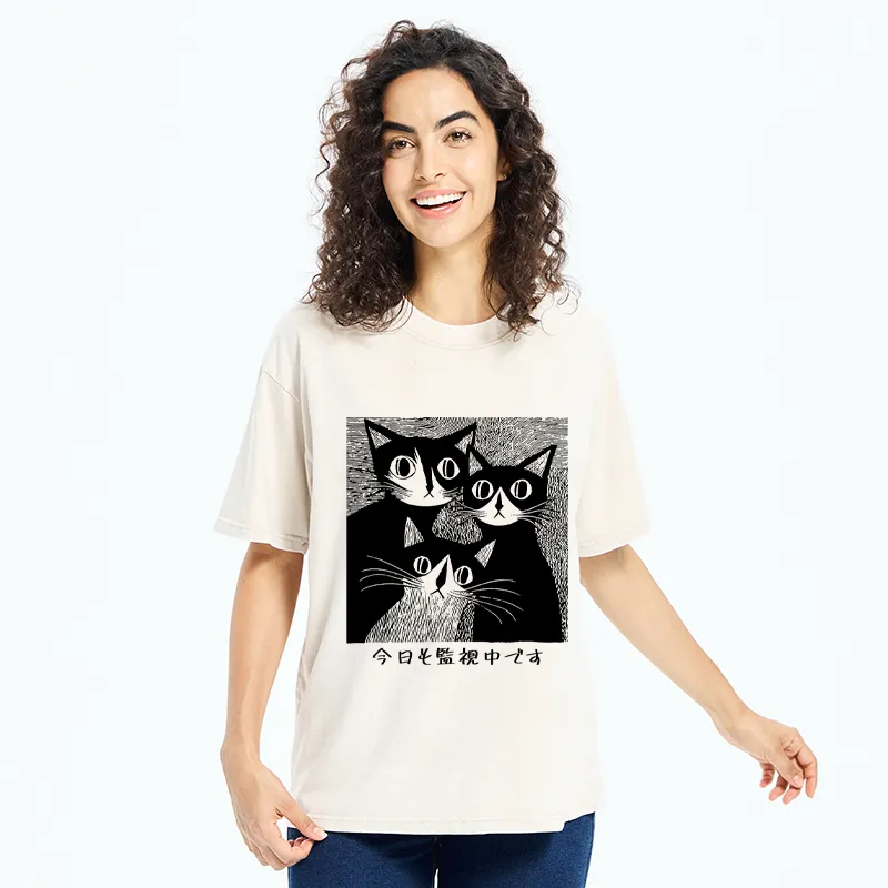 Tokyo-Tiger Feline Surveillance Squad Washed T-Shirt