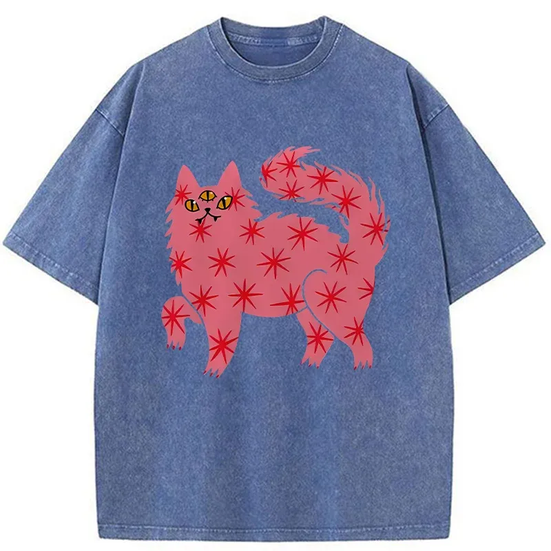 Tokyo-Tiger Cute And Mysterious Cat Washed T-Shirt