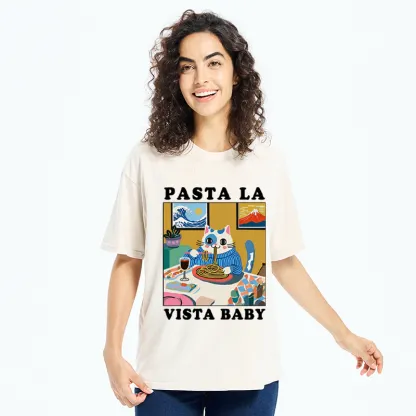 Tokyo-Tiger Wine, Pasta, and Meow Washed T-Shirt