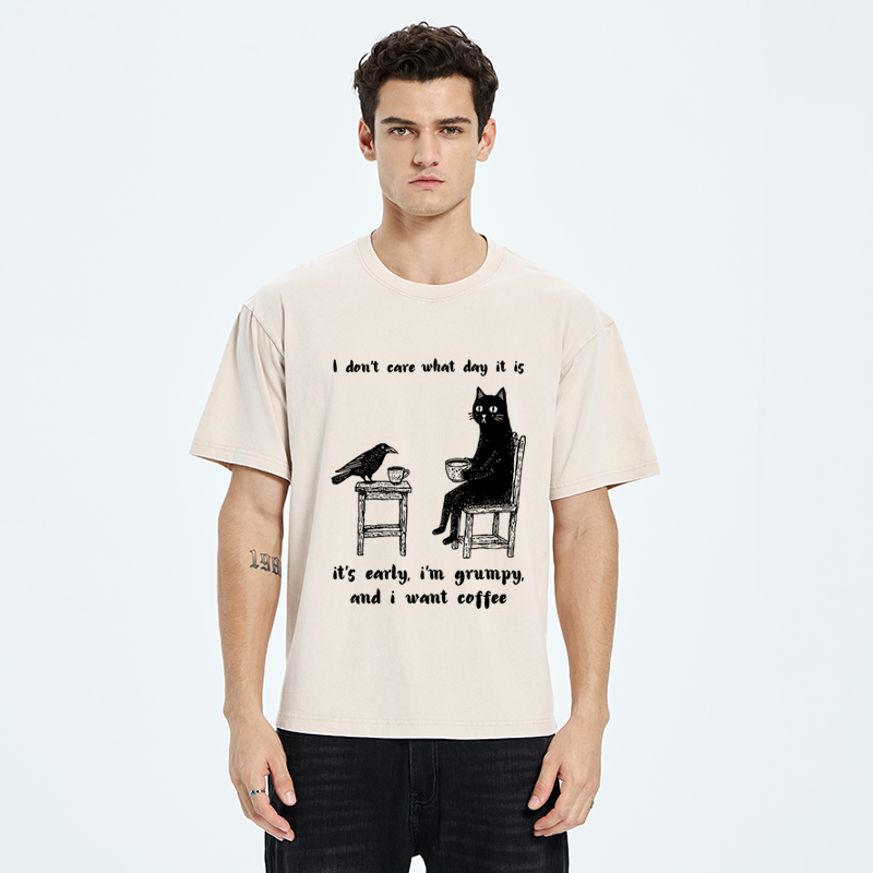 Tokyo-Tiger Early, Grumpy, Coffee Washed T-Shirt