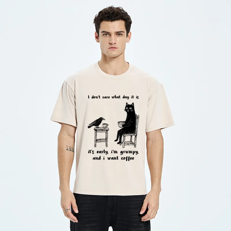 Tokyo-Tiger Early, Grumpy, Coffee Washed T-Shirt