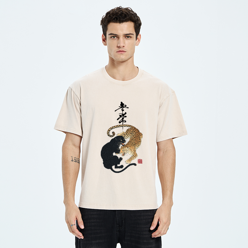 Tokyo-Tiger Impermanence Balance-Leopard Washed T-Shirt